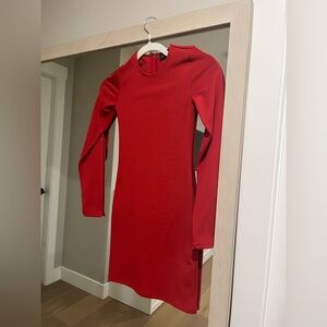 Aritzia Warner Red Long Sleeve Dress Ten by Babaton Dress Ribbed